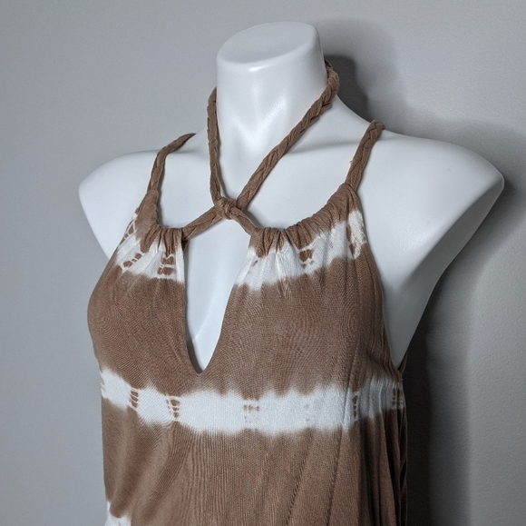 ✨3/$15 Young Fabulous & Broke brown tie dye maxi dress S - Picture 5 of 11